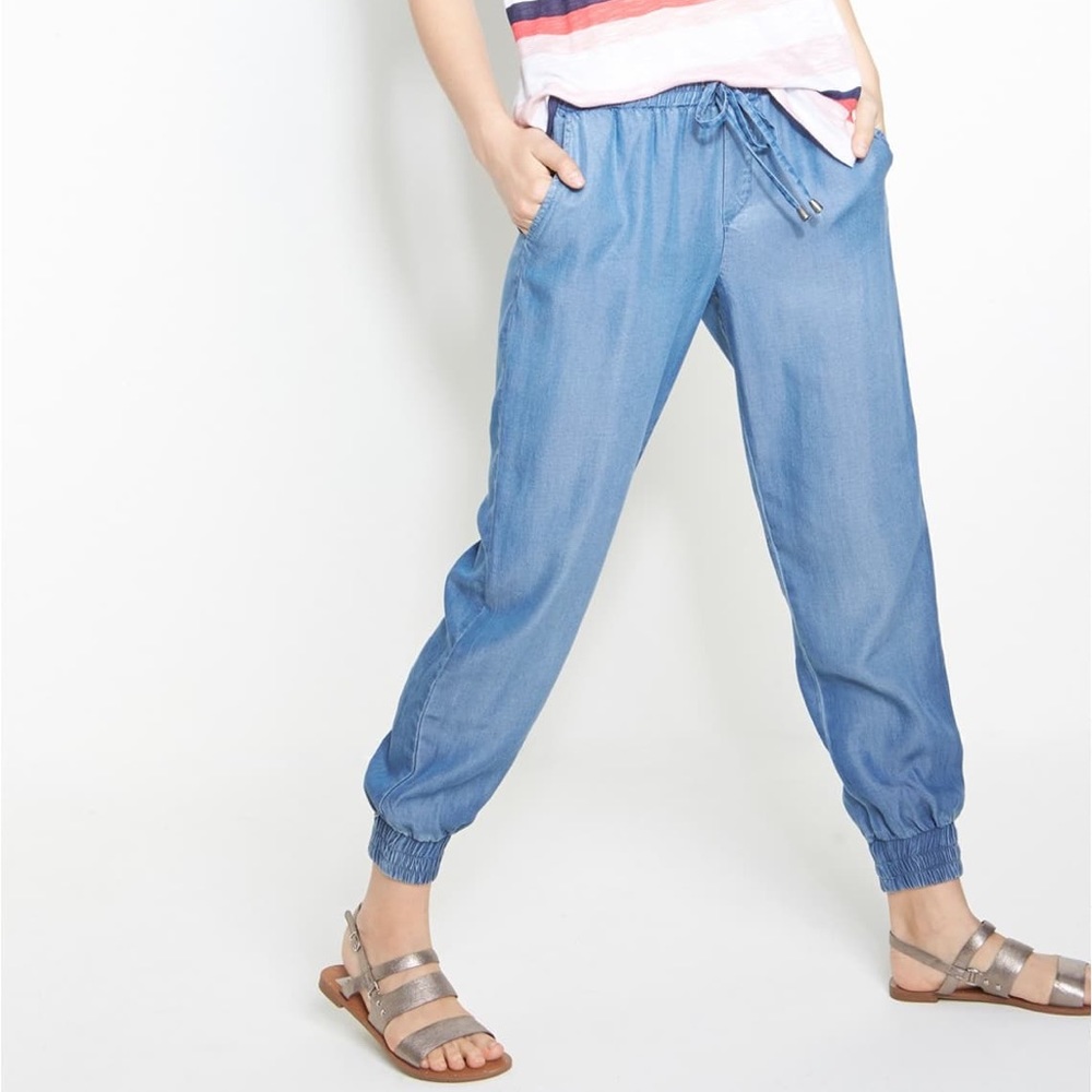 SPLENDID 'Indigo Dye' Chambray Track Pants (XS)